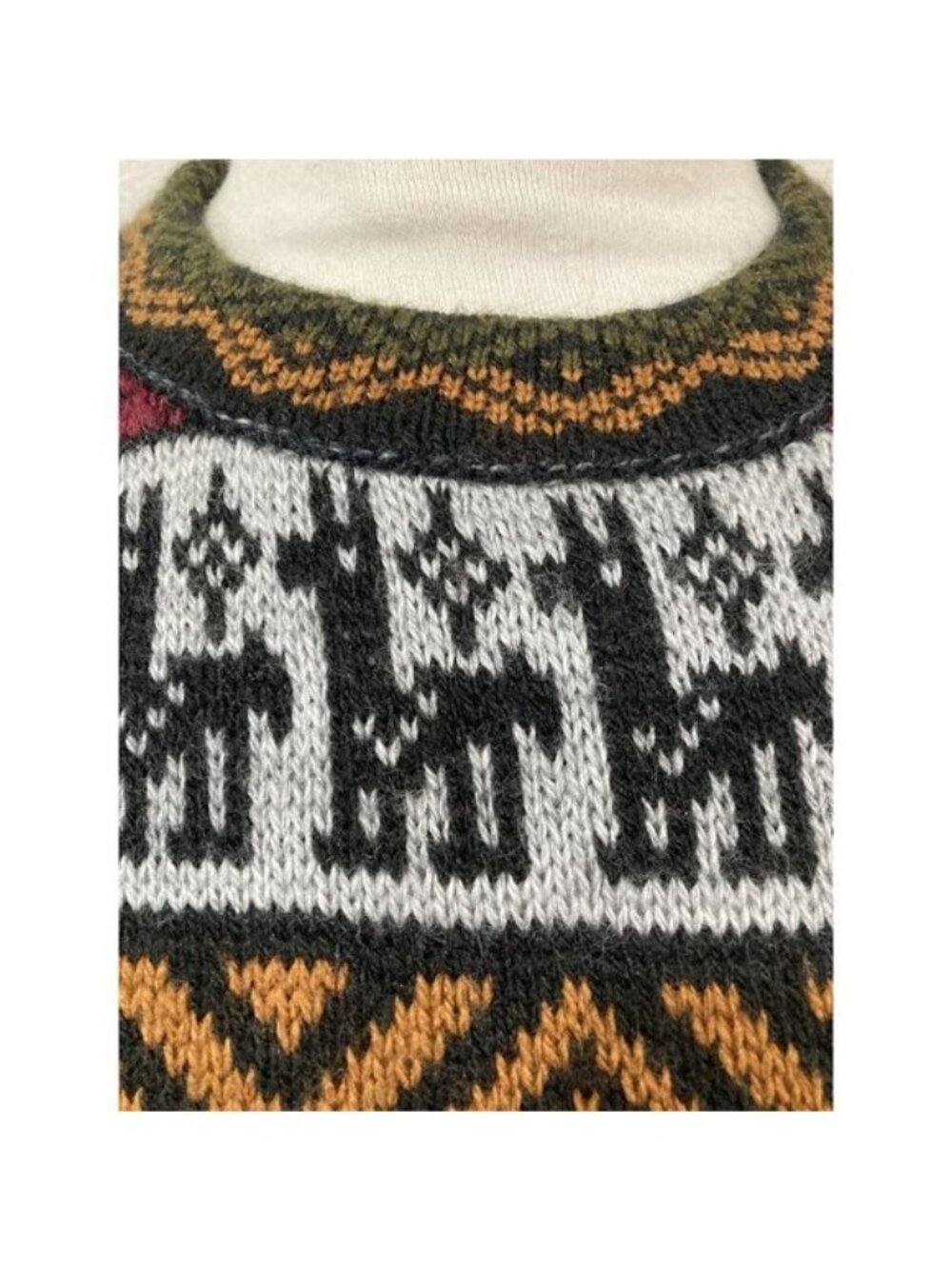 Aylins Peru Alpaca Wool Sweater M Fair Isle Nordic Andean Boho Folk Artisan Knit - Picture 4 of 13